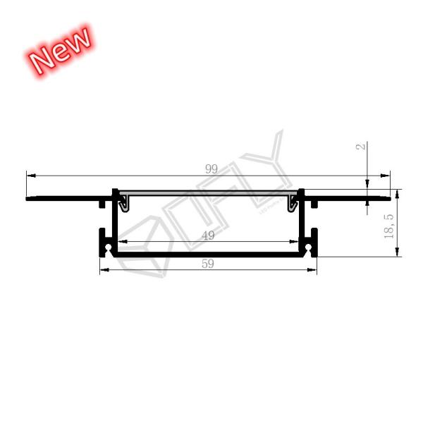 99*18mm Plaster LED Profile With Cover , Aluminum LED Channel For LED Strip