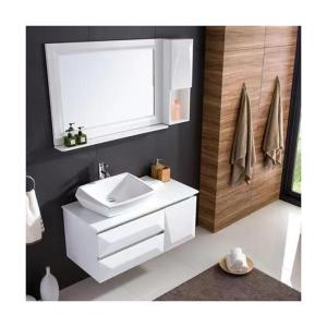 Wholesale Apartment Essential Sailing Ship Carving Design White Mirror Wall Hanging Cabinet Bathroom Vanity Set from china suppliers