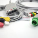 Fixed Button 5 Lead ECG Cable Stable 6 Pins EKG Machine Cable