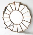 Gold Metal And Mirror Wall Decor , Gold Metal Frame Abstract Mirror Wall Art