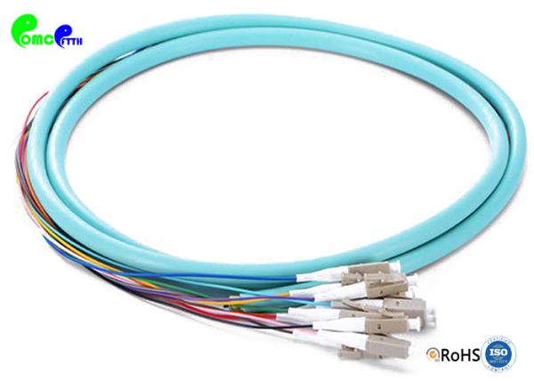 LC OM3 Fiber Optic Pre - terminated Pigtail 12F 12 Colors LC UPC OM3 Aqua Bunch