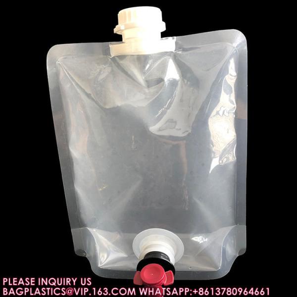 ODM 1L 3L 5L Stand Up Plastic Valve Tap Spout Pouch Bag In Box For Wine Coffee Water Juice Beverage Liquid