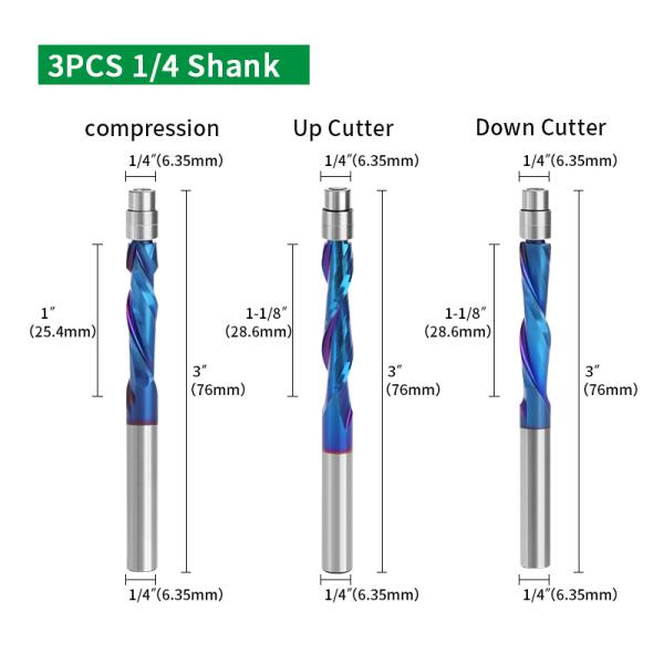 Customized Inch Size AstraHP Coated Solide Carbide Compressor Up/Down 2 Flute Spiral Cutter Up-Cut Flush Trim Router Bit