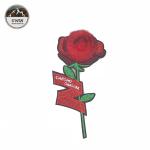 Soft Velvet Fabric Red Floral Iron On Patches 9*18CM Size With Letter Label