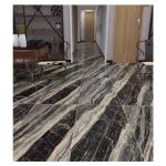 Modern Black and Gold Staircase Tiles with Orange Fire Strips 600x1200 Glossy