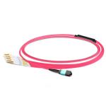 2m (7ft) MPO Female to 4 LC UPC Duplex OM4 50/125 Multimode Fiber Breakout Cable