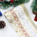 Golden Christmas ribbons, Christmas wreaths, Christmas trees, bows, decorations,