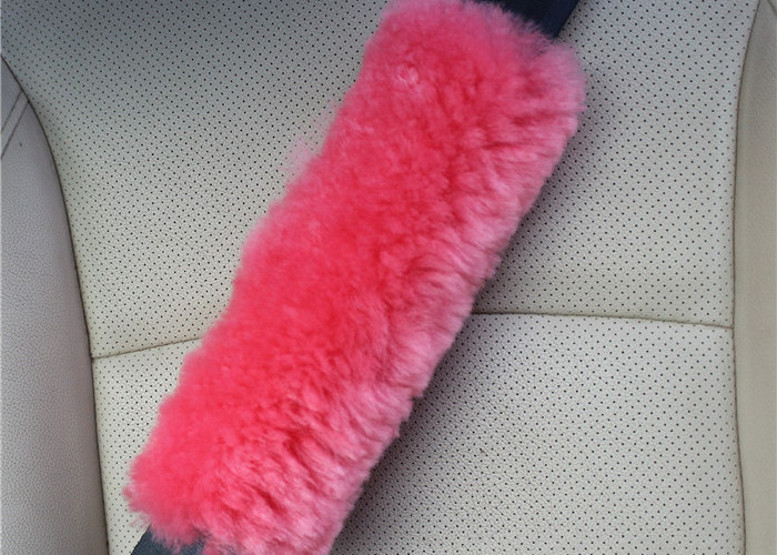 Gray Soft Wool Car Sheepskin Seat Belt Cover Warm For Comfortable Driving