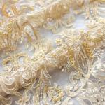French Soft Handmade Lace Fabric Beaded Embroidery Water Soluble 80% Nylon
