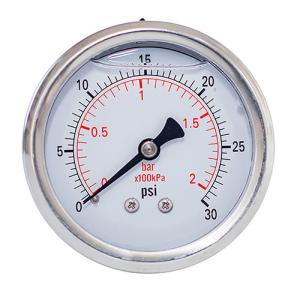 Wholesale 30 PSI Liquid Filled Pressure Gauges, 63mm Class Dial Plate Stainless Steel Case from china suppliers