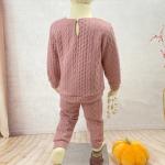 Autumn Children Clothing Sets Casual Long Sleeve Long Pants Suit Ruffle Neck