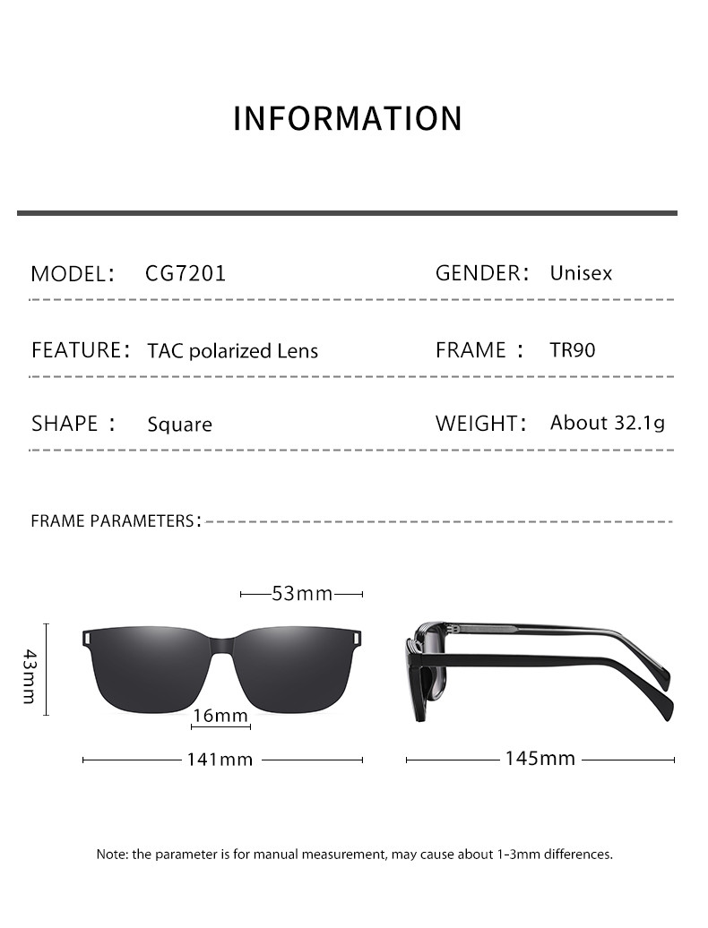 Absorbing Polarized Magnetic Sunglasses Two Lenses Square Men'S Myopia