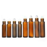 Round 15 Ml Roller Bottles Amber Frosted Bottles For Perfume Oil Packaging
