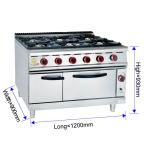 GH-999A Gas Range With Ava Rock Grill 27Kw Heavy Duty Restaurant Cooking Oven.