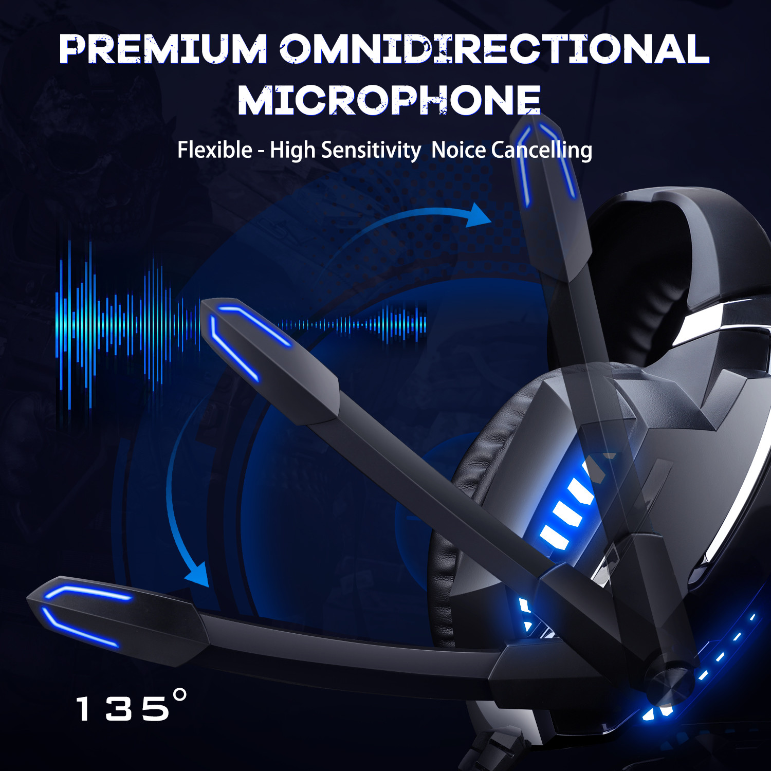 20000Hz Surround Sound Gaming Headset Onikuma K18 For Pubg Game