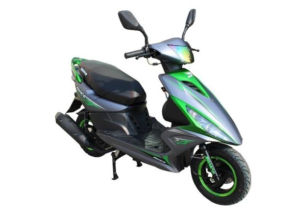 gas motor scooter 125cc 150cc GY6 engine black alloy wheel iron muffler