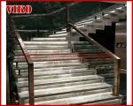 Double Steel Stringer staircaseVK24S,Tread Marble Stainless Steel,Power Coated