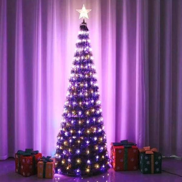 1.2m/1.5m/1.8m Christmas Tree Crystal Pendants Decor LED Light String Festoon Fairy Lights New Year Party Decor Lamp Garland