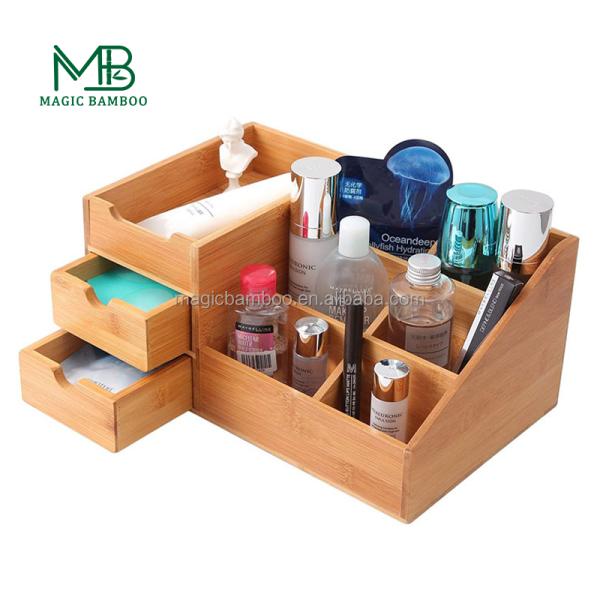 Living Room Jewelry Storage Cabinet Dressing Table Top Bamboo Cosmetics Display Table