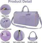 PU Leather Women Travel Luggage Bag With Shoe Pouch Hanging Suitcase