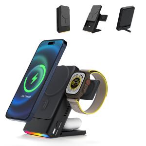Wholesale Travel Portable Wireless Charger Station Power Bank 3 In 1 Wireless Charger from china suppliers