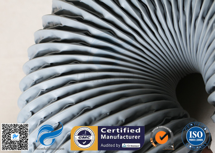 PVC Coated Fiberglass Fabric Grey Flexible Air Ducts 200MM 260℃ Waterproof
