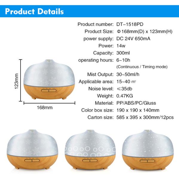 OBM 300ml 3d Glass Room Diffuser , 30-70ml/H Aromatherapy Essential Oil Diffuser