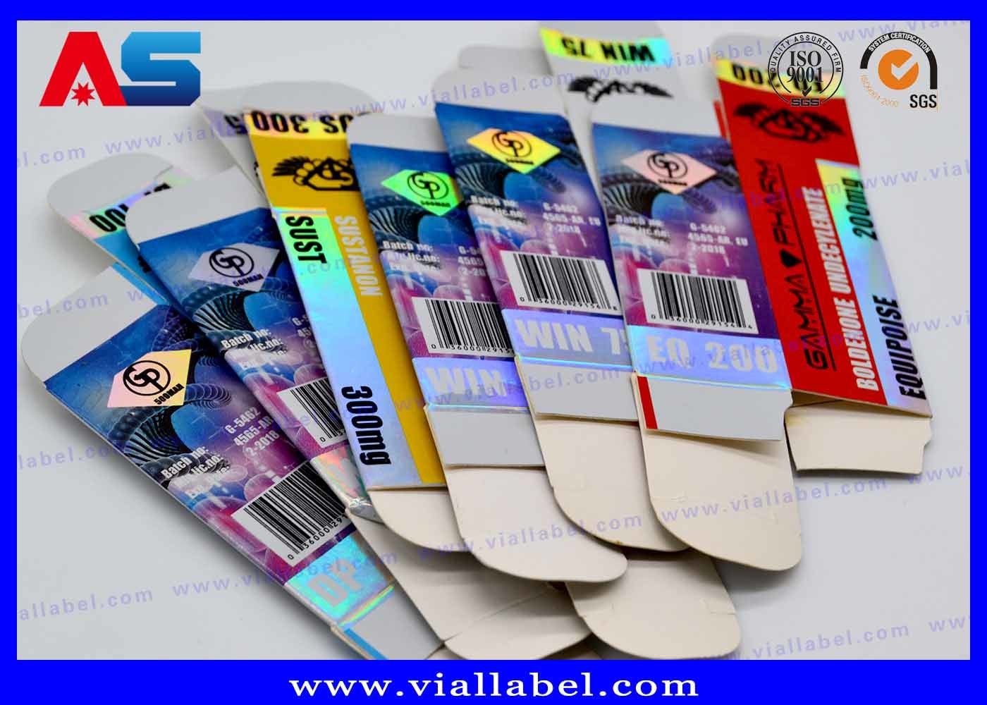 Holographic Panton Color 10ml Peptide Bottle Labels And Boxes 10ml grass vial labels