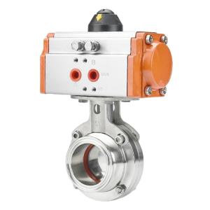 Wholesale EPDM PTFE Seal Material 2 inch Tri Clamp Sanitary Butterfly Valve with Pneumatic Actuator from china suppliers