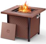 30 Inch Res Outdoor Propane Fire Pit 50,000 BTU Adjustable Flame Square Fire