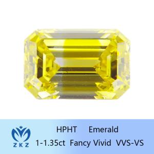 Wholesale HPHT Emerald Cut Man Made Yellow Lab Diamonds 1ct-1.35ct For Rings from china suppliers