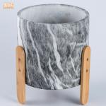 Marble Pots Concrete Planters with Bamboo Stands Tabletop Plant Pots Succulents