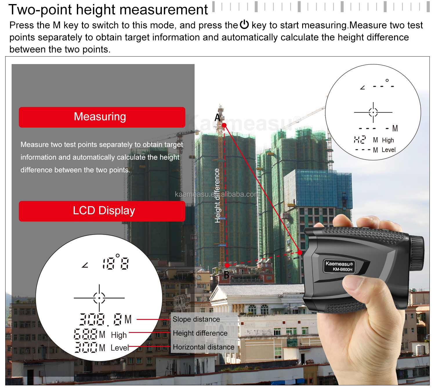 kaemeasu Multifunction Laser Distance Meter Telescope Golf Laser Rangefinder Hunting Electronic Ruler With Magnet Adsorption