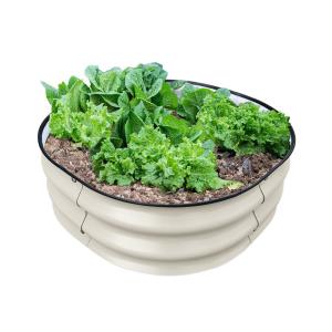 Wholesale 2*2*0.67 Ft Ivory White Metal Raised Garden Bed With Rubber Edge Tool-Free Assembly from china suppliers