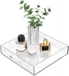 Wholesale Lucite Acrylic Perfume Tray Tabletop Transparent Jewelry Organizer Serving Tray With Handles from china suppliers