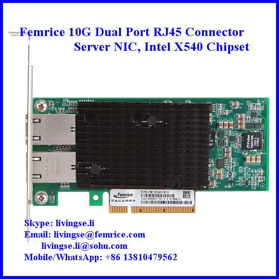 100/1000/10000Mbps Dual Port RJ-45 Copper Cable Ethernet Server Adapter, Intel