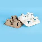 Compostable Bagasse Paper Pulp Disposable Coffee Cup Carrier Holder