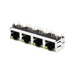Tab Up Green/Yellow LED 1X4 Port RJ45 Jack without Integrated Magnetics
