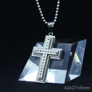 Wholesale Trendy Stainless Steel CZ Crystal Stones Inlay Cross Plus Symbol Necklace Pendant LDC208 from china suppliers
