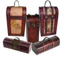 Classic and luxury treasure chest wooden custom wine box, wooden for 2 wine