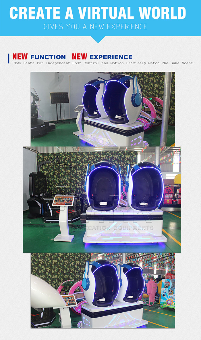 CE 9D VR Platform With 1 Egg Chair Seat Virtual Reality Motion Simulator Coin Pull Game Machine