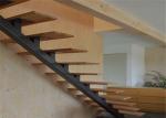 Easy Assembling Modern Straight Staircase , Steel Wood Stairs For Public Project