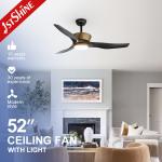 Time Setting 52" Black Gold ABS Blades Ceiling Fan with LED Light and DC Copper