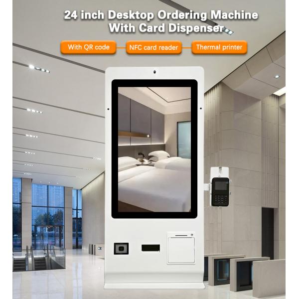 24inch Hotel Reception Desk Card Dispenser Self Check In Out Payment Machine with Camera