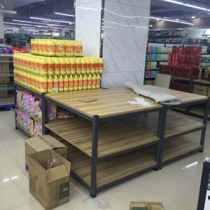 Wholesale 3- Tier Folding Metal Tube Wooden Retail Display Shelves Powder Coated from china suppliers