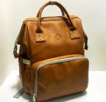 Brown PU Leather Baby Bag Backpack , Unisex Maternity Diaper Bags For Mom And