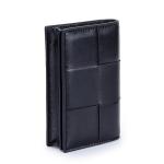 Material Knitting Short Wallet for Women Genuine Sheepskin Leather Zipper Coin