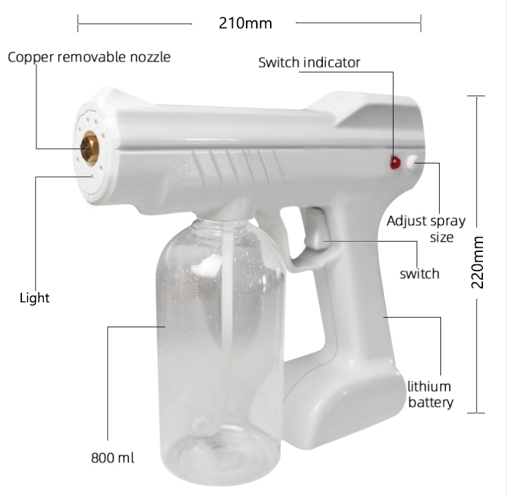 DS350 Cordless Rechargeable 800ml home uv ultraviolet atomization fogging machine sprayer gun for house garden