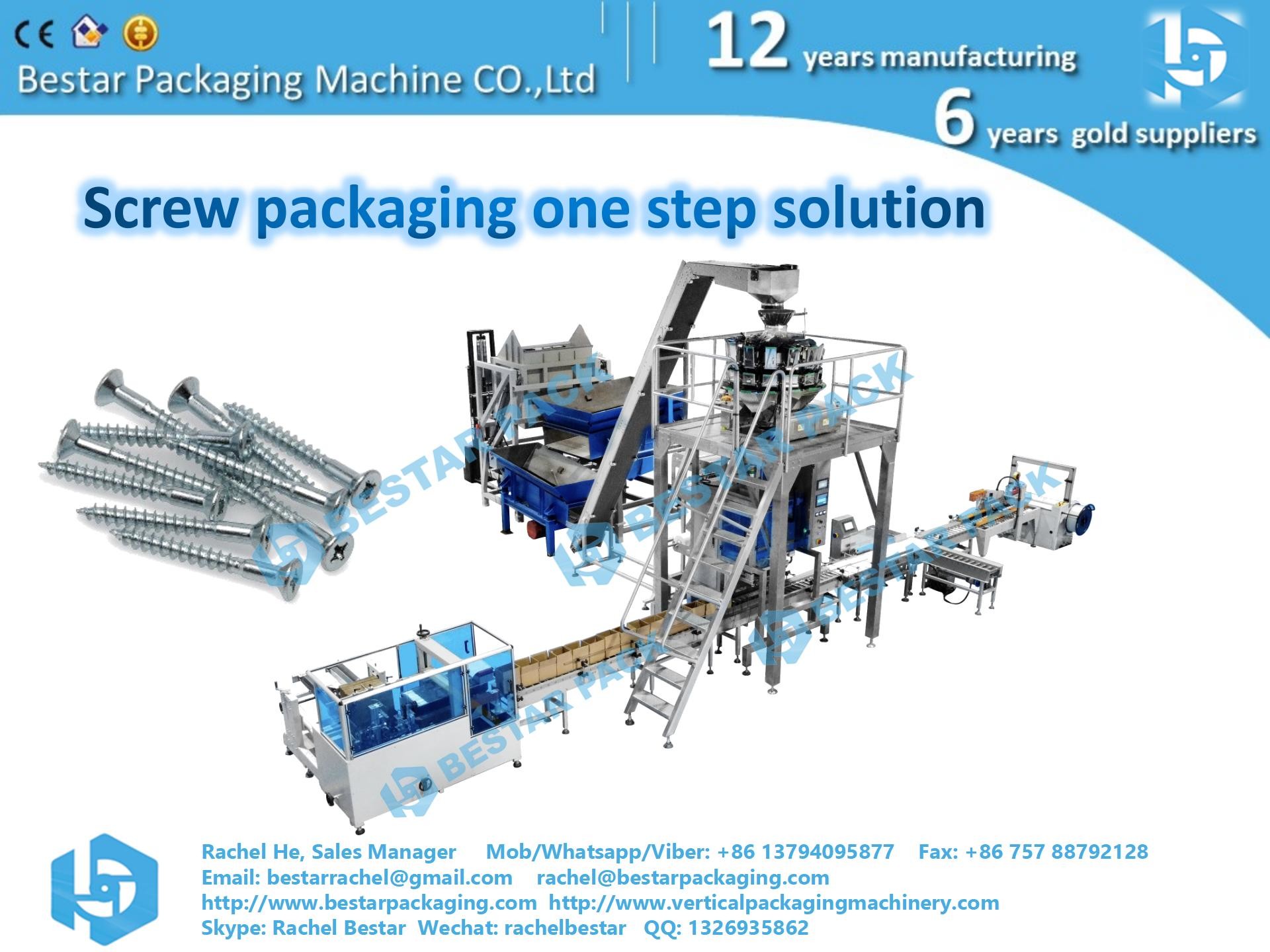 Packaging equipment fully automatic solution for screw nails packing in box