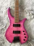 Ash Body Quilted Maple Top 9 Pieces Maple Neck Roasted Maple Fret Headless Bass